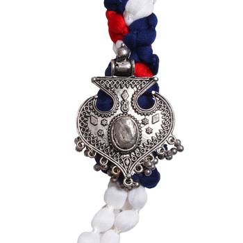 Caressa By Zenitex Multicolour Yarn Necklace With Silver Pendant 3