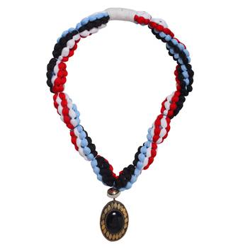 Caressa By Zenitex Multicolour Yarn Necklace With Black Pendant & Beads 2