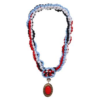 Caressa By Zenitex Multicolour Yarn Necklace With Copper & Red Pendant 1