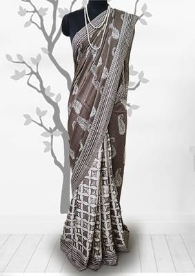 Brown Color Satin-sarees with Blouse 1
