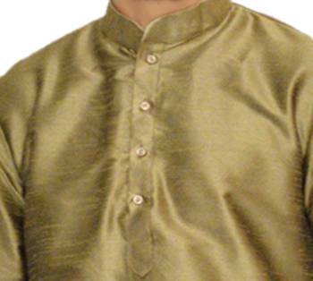 Beige Plain Raw Silk Dhoti Kurta 4