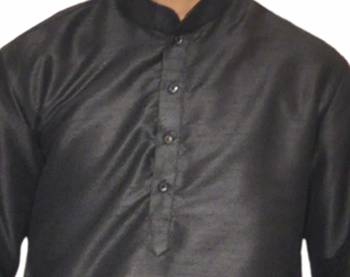 Black Plain Raw Silk Dhoti Kurta 4