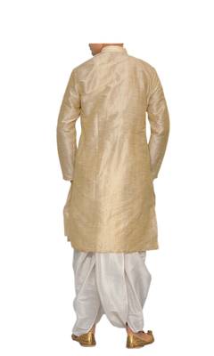 Fawn Plain Raw Silk Dhoti Kurta 2