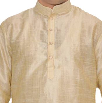 Fawn Plain Raw Silk Dhoti Kurta 4