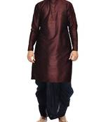 Violet Plain Raw Silk Dhoti Kurta