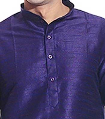 Blue Plain Raw Silk Dhoti Kurta 4