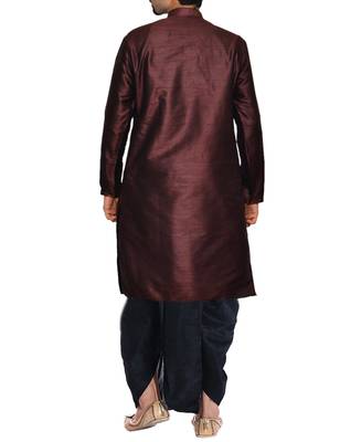Violet Plain Raw Silk Dhoti Kurta 3