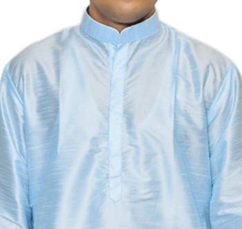 Blue Plain Raw Silk Dhoti Kurta 4
