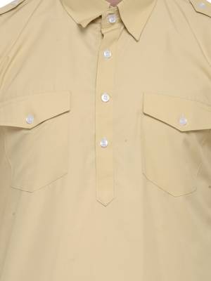 Beige plain cotton pathani suits 5