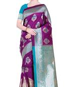 Magenta Woven Poly Silk Saree With Blouse