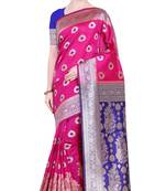 Pink Woven Poly Silk Saree With Blouse