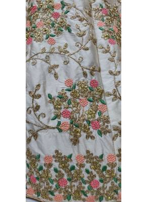 Bone White Paper silk Embroidary Semi Stitched Lehenga with Blouse 4