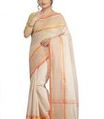 White plain cotton saree