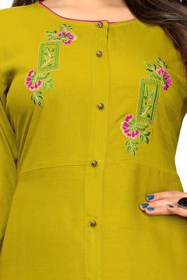 Light-green embroidered cotton party-wear-kurtis 4