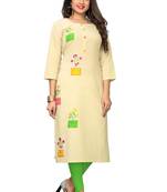 Off-white embroidered cotton kurti