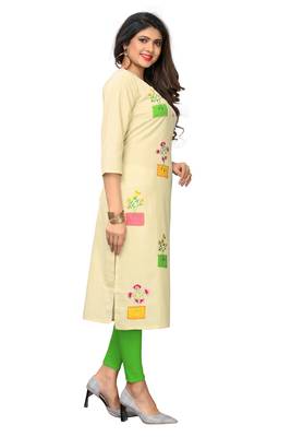 Off-white embroidered cotton kurti 3