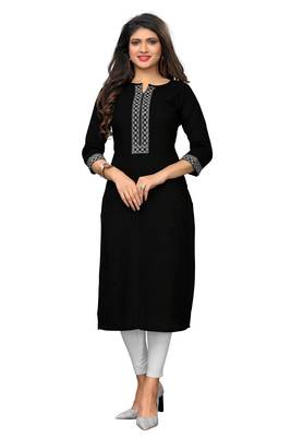 Black embroidered cotton kurti 1