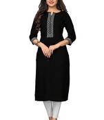 Black embroidered cotton kurti