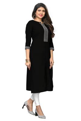 Black embroidered cotton kurti 2