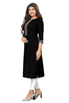 Black embroidered cotton kurti 3