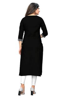 Black embroidered cotton kurti 4