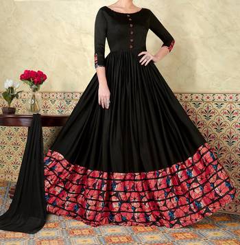 Black embroidered satin salwar with dupatta 1