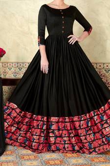 Black embroidered satin salwar with dupatta