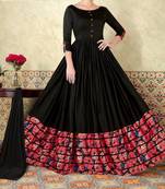 Black embroidered satin salwar with dupatta