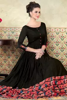 Black embroidered satin salwar with dupatta
