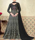 Black embroidered satin salwar with dupatta