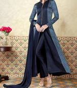 Blue embroidered satin salwar with dupatta