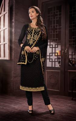Black embroidered georgette salwar with dupatta 1