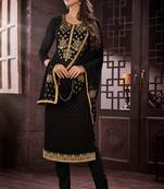 Black embroidered georgette salwar with dupatta