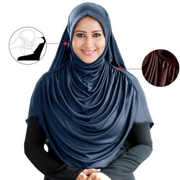 Grey Poly Cotton Ready To Wear Islamic Hijab 1