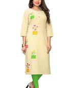 Beige embroidered cotton kurti