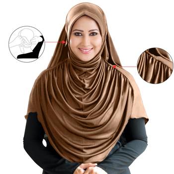 Dark Wheat Poly Cotton Ready To Wear Islamic Hijab 1