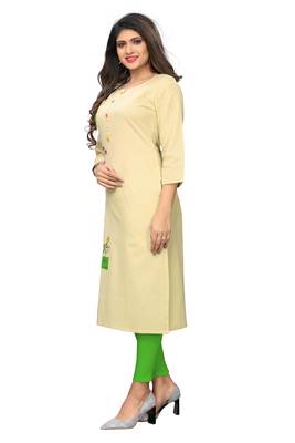 Beige embroidered cotton kurti 4