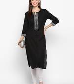 Black embroidered cotton kurti