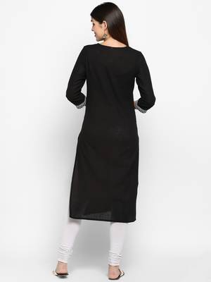 Black embroidered cotton kurti 2