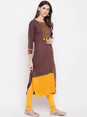 Grey plain rayon kurti 3