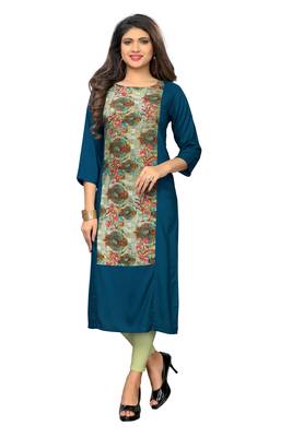 Multicolor printed rayon kurti 1