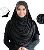 Black Poly Cotton Ready To Wear Islamic Hijab