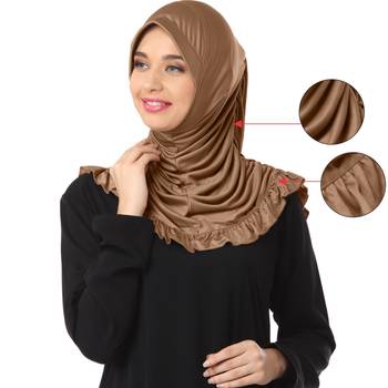 Dark Wheat Poly Cotton Ready To Wear Islamic Hijab 3