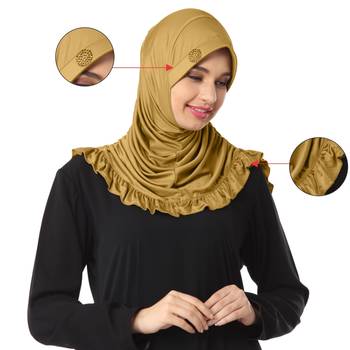 Gold Poly Cotton Ready To Wear Islamic Hijab 3