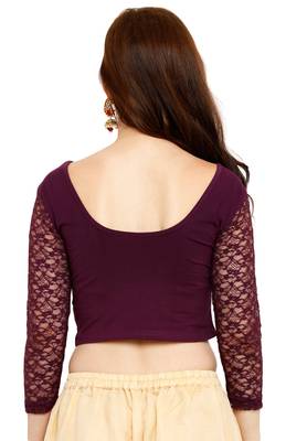 Purple Cotton Lycra Solid Stitched Blouse 2