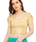 Gold Cotton Lycra Solid Stitched Blouse