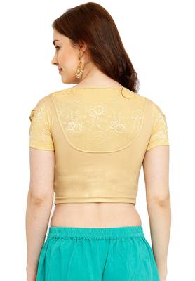 Gold Cotton Lycra Solid Stitched Blouse 2