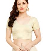 Light Gold Cotton Lycra Solid Stitched Blouse