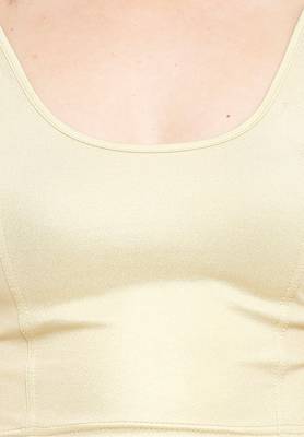 Light Gold Cotton Lycra Solid Stitched Blouse 4