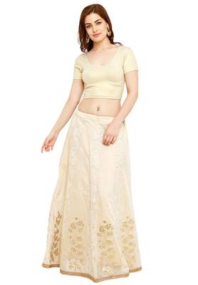 Light Gold Cotton Lycra Solid Stitched Blouse 5
